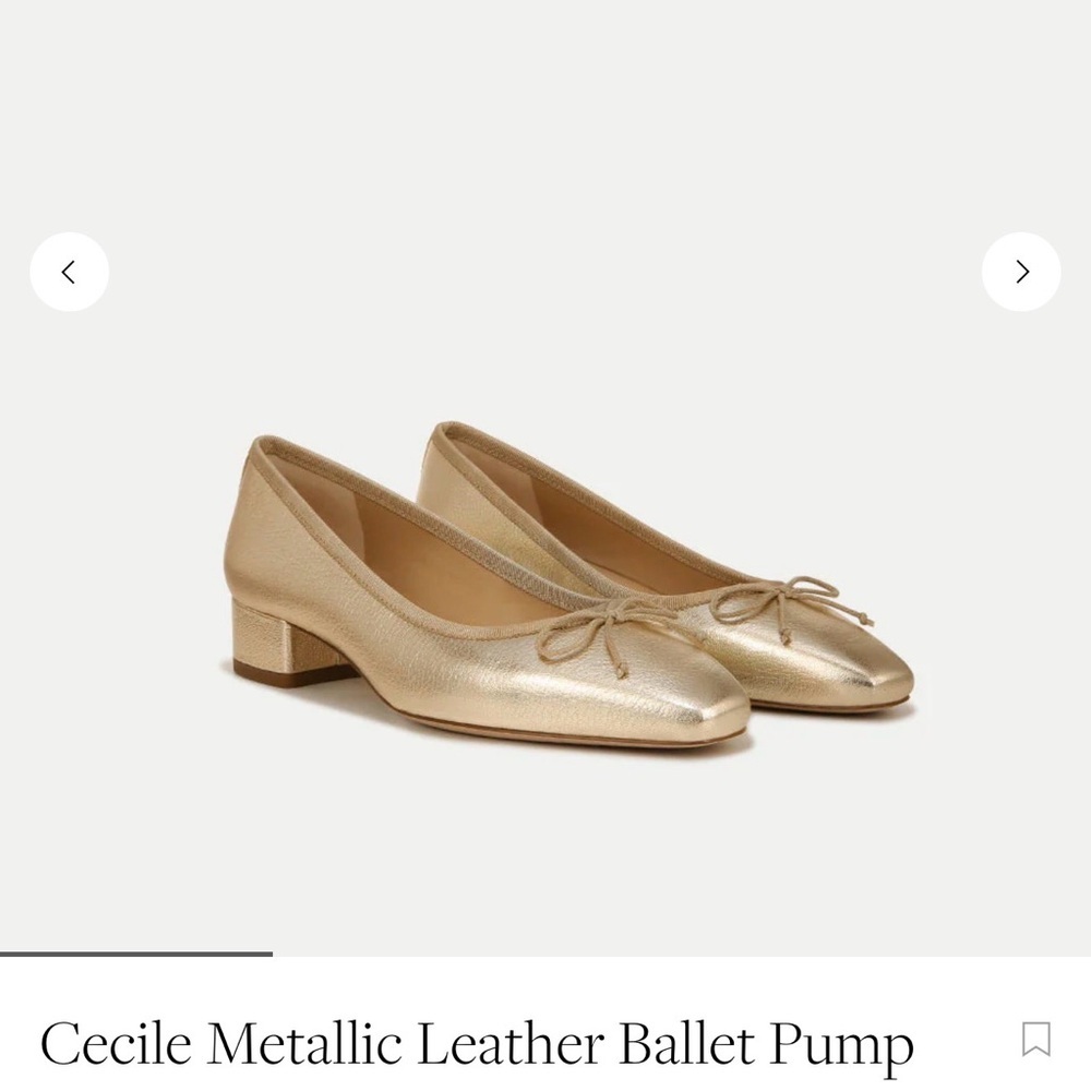 VERONICA BEARD Cecile Metallic Leather Ballet Pump QUIET LUXURY